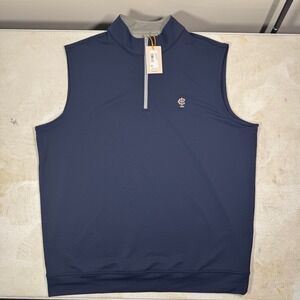 Peter Millar Crown Sport Vest Mens Large Blue 1/4 Zip Pullover Performance Golf